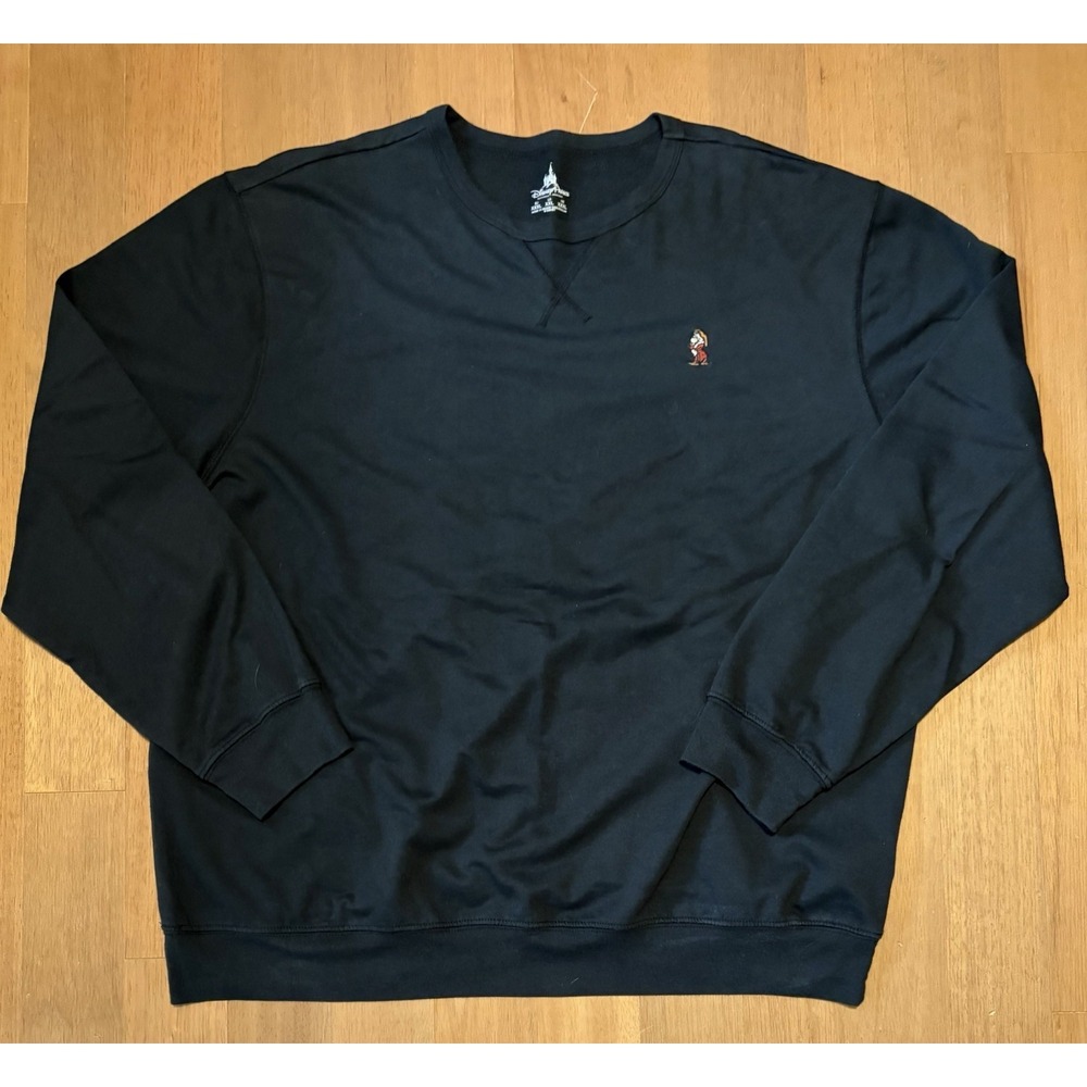 Disney Parks Authentic Snow White Grumpy Embroidered Black Crew Sweatshirt XXXL